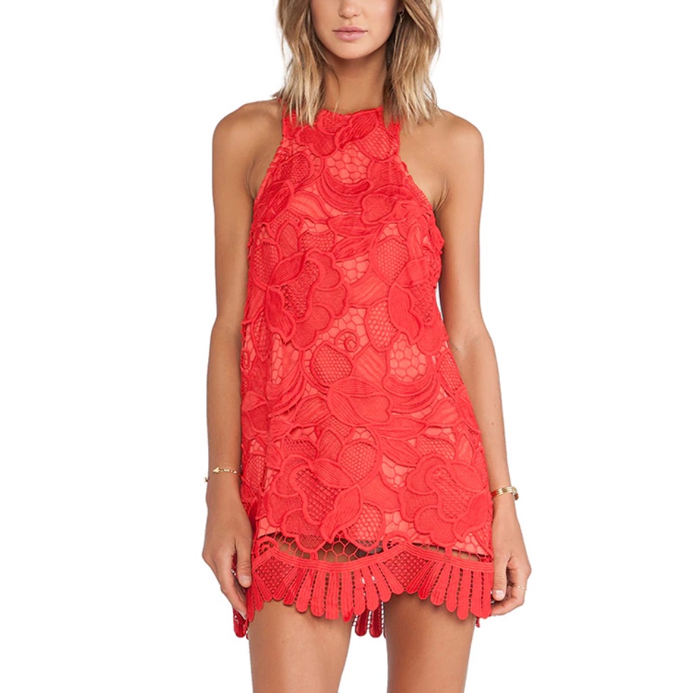 Lovers + Friends Caspian Coral Lace Floral Shift Dress Size Small